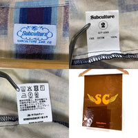 Subculture サブカルチャー COTTON CHECK SHIRT コットン チェック 長袖 シャツ ブルー SCTP-A2605 Size 2 福生店