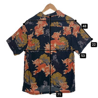HOUSTON ヒューストン 唐獅子 旭日旗タグ 半袖 アロハシャツ ブラック Size L 福生店