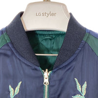 ZARA ザラ サテンスカジャン リバーシブル ネイビーxグリーン sizeS 瑞穂店