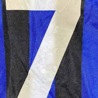 adidas アディダス デサント ストライプ 長袖ゲームシャツ ブルー×ブラック sizeM-L 瑞穂店