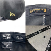 A BATHING APE アベイシングエイプ 24karats トゥエンティーフォーカラッツ New Era ニューエラ サル刺繍 型押し 9FIFTY キャップ 帽子 ブラック×ゴールド sizeF -2 瑞穂店