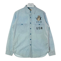 TOY'S McCOY トイズマッコイ USN シャンブレーシャツ U.S.S. YORKTOWN FELIX THE CAT フィリックス ペイント ダメージ加工 インディゴ size15 瑞穂店
