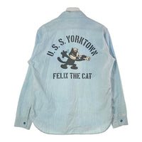 TOY'S McCOY トイズマッコイ USN シャンブレーシャツ U.S.S. YORKTOWN FELIX THE CAT フィリックス ペイント ダメージ加工 インディゴ size15 瑞穂店