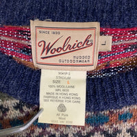 90's WOOLRICH ウールリッチ フェアアイル柄 ニット セーター バーガンディー ネイビー Size L 福生店