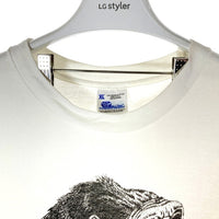 Human-i-Tees ヒューマンアイティーズ USA製 シングルステッチ ゴリラ to be or not to be シェイクスピア アートTシャツ ホワイト sizeXL 瑞穂店