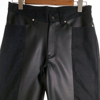 AVALONE アヴァロン 20AW 2TONE MIX PANTS 2トーンミックスパンツ フェイクレザー切替 ブラック A-20AW-DLP Size 1 福生店