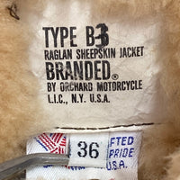 ORCHARD MOTORCYCLE オーチャードモーターサイクル B-3 大戦 ムートンジャケット ブラウン size36※両肩・フロントパイピング外れあり・襟ダメージあり 瑞穂店