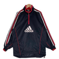 00's adidas アディダス トラックスーツ ハーフジッププルオーバートップ パンツ ジャージ ブラック 日本製 Size XO 福生店