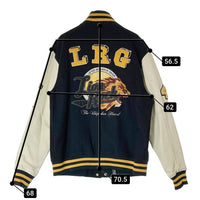Lrg エルアールジー roots and equipment Lion Rock 袖レザースタジャン ブラック×ホワイト sizeL 瑞穂店