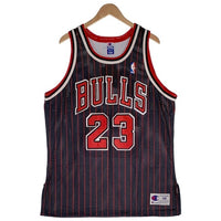 90's Champion チャンピオン Chicago Bulls シカゴ・ブルズ マイケルジョーダン タンクトップ ユニフォーム ブラック レッド ストライプ USA製 Size 48 福生店