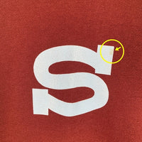 90's STUSSY ステューシー BASIC-S プリント プルオーバースウェットパーカー ボルドー 中国製 白タグ Size XL 福生店