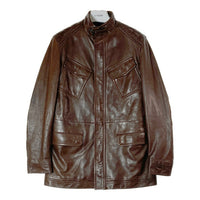 Salvatore Ferragamo サルヴァトーレフェラガモ リアルレザー ショルダーパッチ エルボーパッチ レザーコート ブラウン size48 瑞穂店