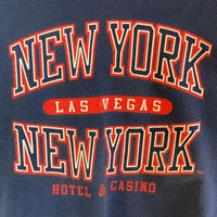 90's NEW YORK NEW YORK HOTEL&CASINO ニューヨーク ニューヨーク ホテル&カジノ プリント クルーネックスウェットトレーナー ネイビー Size XL 瑞穂店