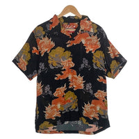HOUSTON ヒューストン 唐獅子 旭日旗タグ 半袖 アロハシャツ ブラック Size L 福生店