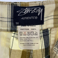 STUSSY ステューシー AUTHENTIC チェック ハーフパンツ イエロー size32 瑞穂店