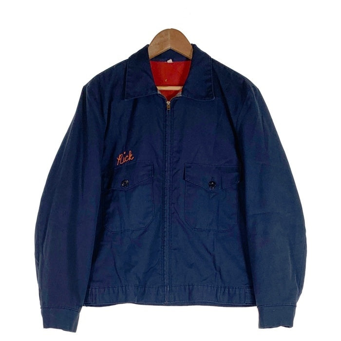 【70s】USA製 RED KAP ジップアップ ワークジャケット ネイビー 70's RED KAP レッドキャップ ジップアップ ワークジャケット チェーン