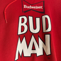 90`s Budweiser バドワイザー Budman バドマン プルオーバースウェットパーカー フーディ レッド TULTEX USA製 Size 2XL 福生店