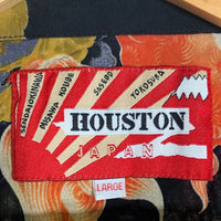 HOUSTON ヒューストン 唐獅子 旭日旗タグ 半袖 アロハシャツ ブラック Size L 福生店