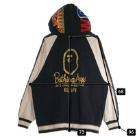 A BATHING APE ア ベイシング エイプ Souvenir Shark Zip Hoodie スーベニア シャーク ジップ パーカー フーディー ブラック ホワイト 001ZPK301308M Size XL 福生店