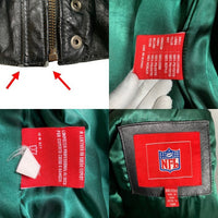 NFL NEW YORK JETS ニューヨーク・ジェッツ オールレザー スタジャン ジャケット 刺繡 ワッペン ブラック グリーン Size XXL 福生店