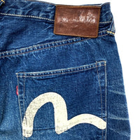 EVISU PARIS エヴィス ボタンフライ デニムパンツ ジーンズ インディゴ 白カモメペンキ Size 36 瑞穂店