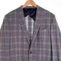 Brooks Brothers ブルックスブラザーズ ウール チェック柄 2B テーラードジャケット グレー REDA SUPER 110’S イタリア製 ネーム入り 薄手 Size 42R 福生店