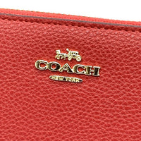 COACH コーチ C4451 ラウンドファスナーレザーウォレット 長財布 レッド ストラップ 福生店