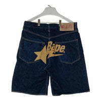A BATHING APE アベイシングエイプ 刺繡 星型 ロゴ デニム ハーフパンツ ブルー sizeM 瑞穂店