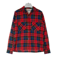 PILGRIM ピルグリム 60's タータンチェック アクリル×ウール オープンカラー長袖シャツ レッド sizeS 瑞穂店