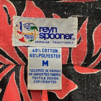 reyn spooner レインスプーナー 90s ビキニタグ リーフ総柄 半袖シャツ ブラック×レッド sizeM 瑞穂店