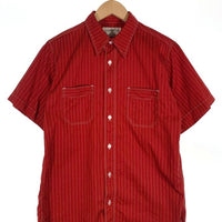 SUGAR CANE シュガーケーン ウォバッシュストライプ ワークシャツ 半袖 レッド SC38452 Size M 福生店