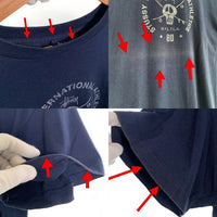 90's STUSSY ステューシー INTERNATIONAL ATHLETICS スカルプリント Tシャツ ネイビー USA製 紺タグ Size XXL 福生店