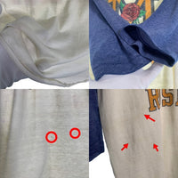 80's MICHIGAN ROSE BOWL 1983 ラグランスリーブカットソー 七分袖 ホワイト ネイビー Hanes USA製 Size L 福生店