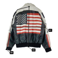 HOT LEATHERS ホットレザー USAワッペン 星条旗 シングル ライダースジャケット ブラック sizeL 瑞穂店