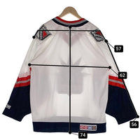 CCM シーシーエム Newyork Rangers ニューヨーク レンジャース NHL ホッケーシャツ 七分丈 ラグランスリーブ ホワイト ネイビー レッド カナダ製 Size L 福生店