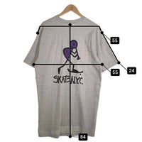 90's SKATE N.Y.C. スケート プリントTシャツ グレー USA製 フルーツオブザルーム Size XL 福生店