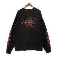 00's HARLEY DAVIDSON ハーレーダビッドソン バー&シールド フレイム プリント ポケット ロングスリーブTシャツ ブラック 2007コピーライト Size 2XL 相当 福生店