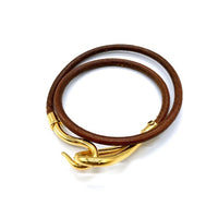 HERMES エルメス ジャンボチョーカー ゴールド金具 2連 ブレスレット ブラウン 瑞穂店
