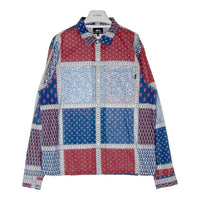 STUSSY ステューシー バンダナ柄 長袖シャツ レッド×ブルー sizeXL 瑞穂店