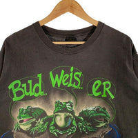 90's Budweiser バドワイザー YOUR PAD OR MINE? スリーフロッグス プリントTシャツ フェードブラック Changes USA製 1995コピーライト Size XL 福生店