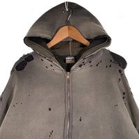 SAINT Mxxxxxx セントマイケル 24AW DBL FC ZIP HOODIE ヴィンテージ加工 ジップアップ フーディー パーカー チャコール SM-YS1-0000-042 Size M 福生店