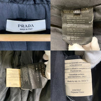 PRADA プラダ ナイロン フーデッド ジップアップジャケット ハーフ丈 中綿 ブラック Size XL 福生店