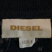 DIESEL ディーゼル K-WEET SWEATER 幾何学模様 ウール ナイロン タートルネックニットセーター ブラック Size L 福生店