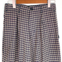 80's STUSSY ステューシー コットン チェック柄 1タックスラックス パンツ ベージュ ネイビー USA製 黒タグ Size 31 福生店