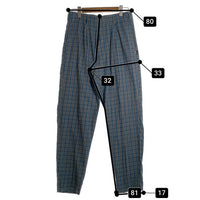 80's STUSSY ステューシー コットン チェック柄 1タックスラックス パンツ グリーン ブルー USA製 黒タグ Size 32 福生店