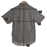 CORE FIGHTER コアファイター チェッカーフラッグ ボタンダウン 半袖 コットンシャツ ブラック ホワイト Size M 福生店