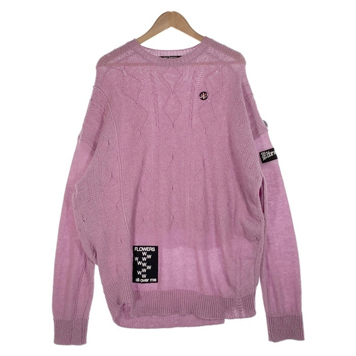 RAF SIMONS ラフシモンズ 21SS Oversized reverse braid relief round nec オーバーサイズ ラウンドネックウールセーター パープル Size S RAF SIMONS ラフシモンズ 21SS Oversized reverse braid relief round