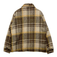 C.P.O. 70's 台湾製 リネン混 ウール チェックCPOシャツ ブラウン size- 瑞穂店