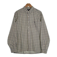 Ralph Lauren ラルフローレン GREGGOR 長袖 コットン チェック ボタンダウンシャツ ライトブルー ナチュラル Size L 福生店