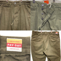 PAY DAY ペイデイ PD-EX01PT ハンバーガータグ 復刻 ヘリンボーン ワークパンツ カーキ size34 瑞穂店